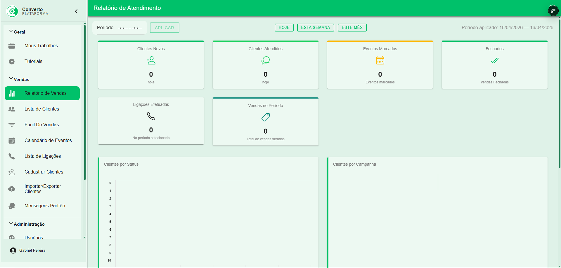 Relatório de vendas em tempo real