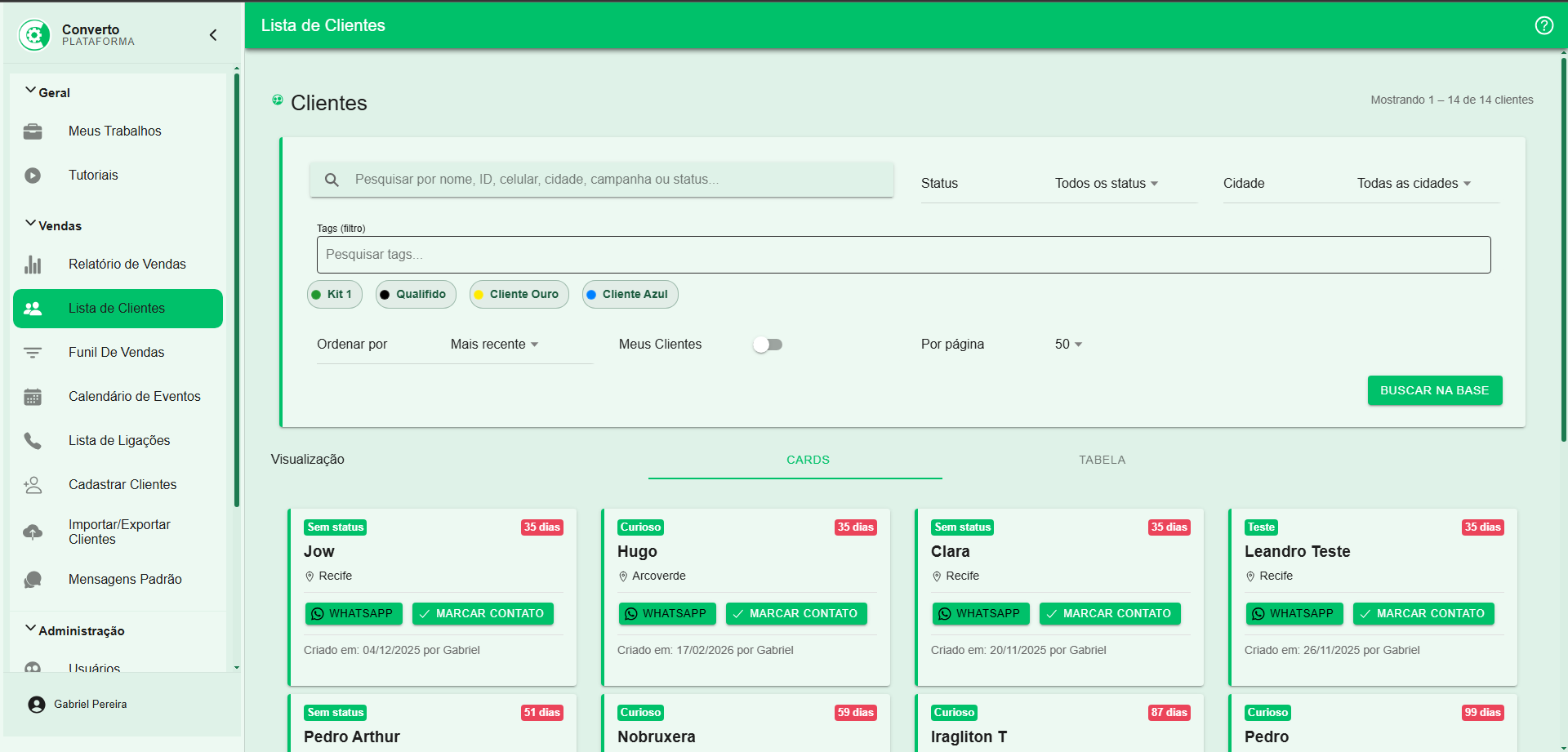 Funil de vendas interativo
