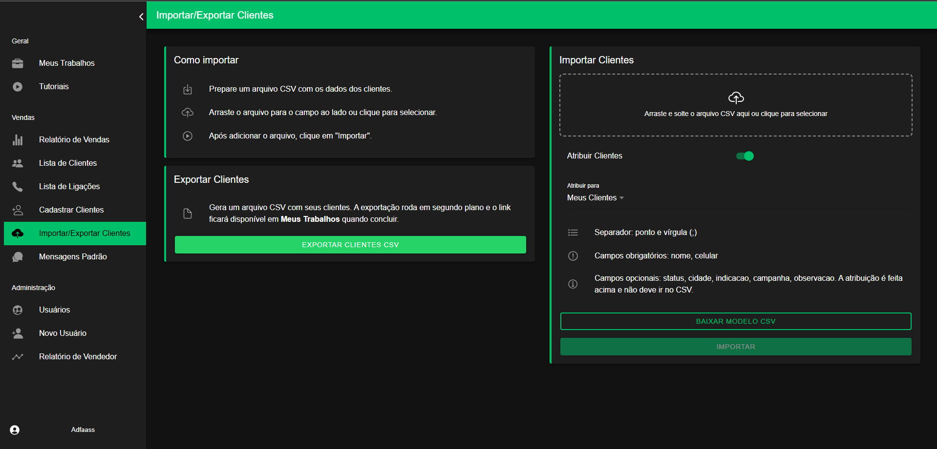 Importe todos os seus clientes
